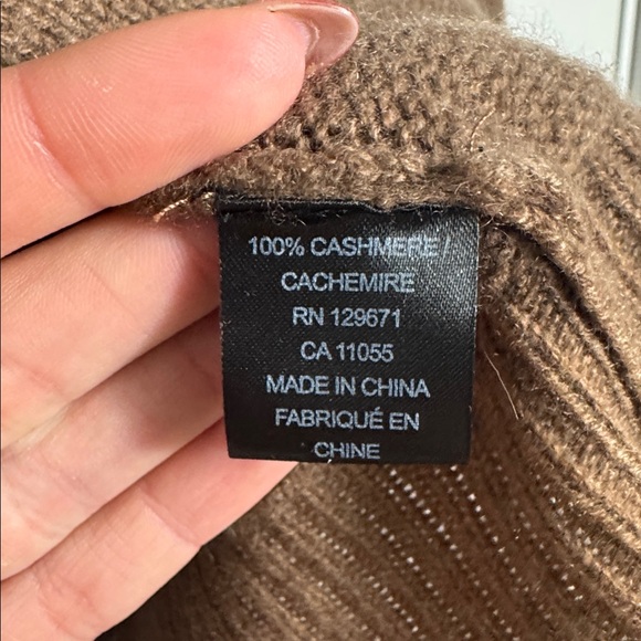 Skull Cashmere 100% Cashmere Longline Brown Pocket Front Sweater Size Small - Picture 4 of 7
